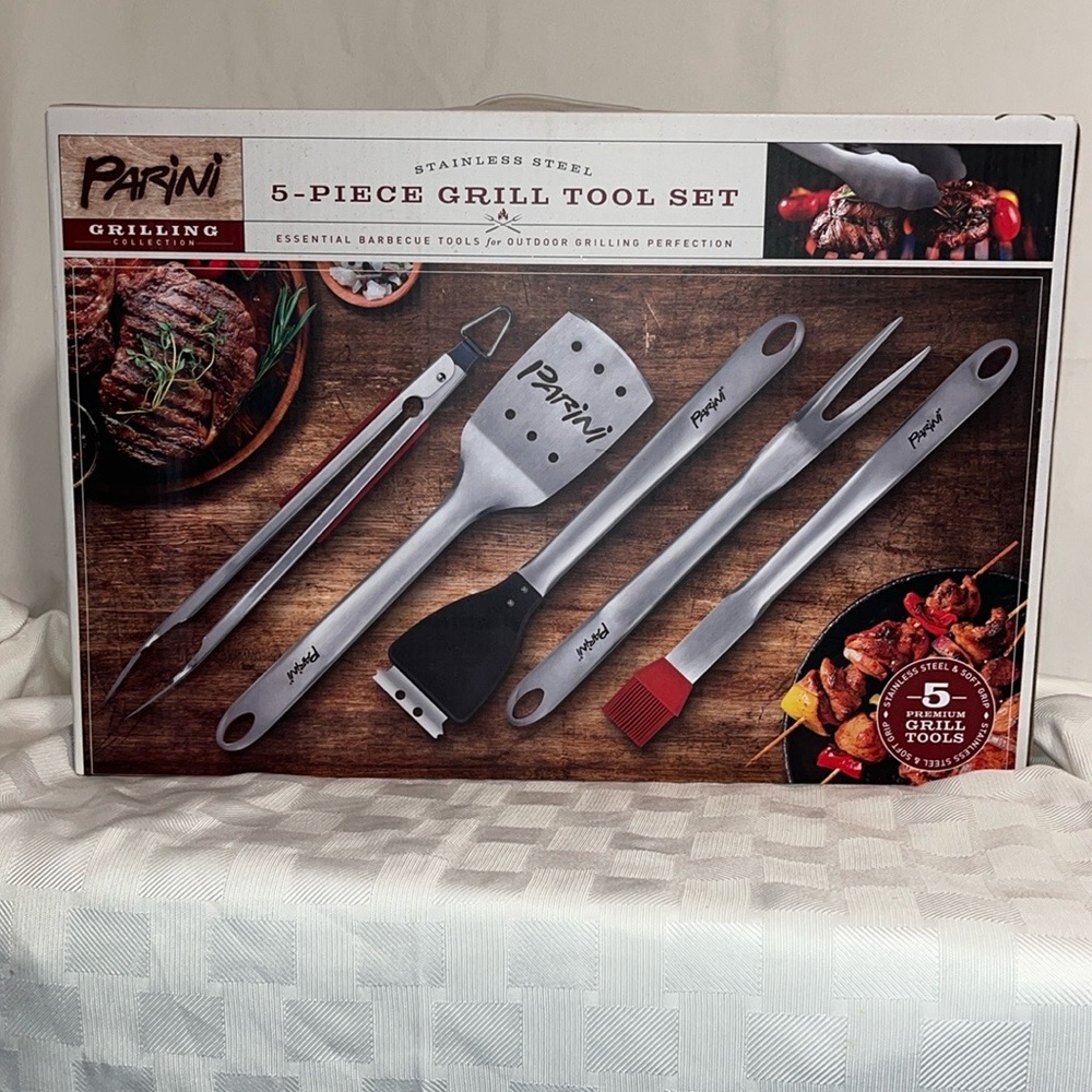 5-Piece Grill Tool Set Stainless Steel New
